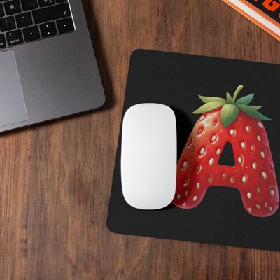 Mouse Pad Strawberry Alphabet Letters Mousepad for Home Office Gaming Work Desk Computer Desktop Accessories Non-Slip Rubber Mouse Pad - image2